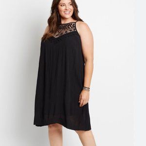 NWT Maurices Black Crochet Neck Shift Dress size 1
